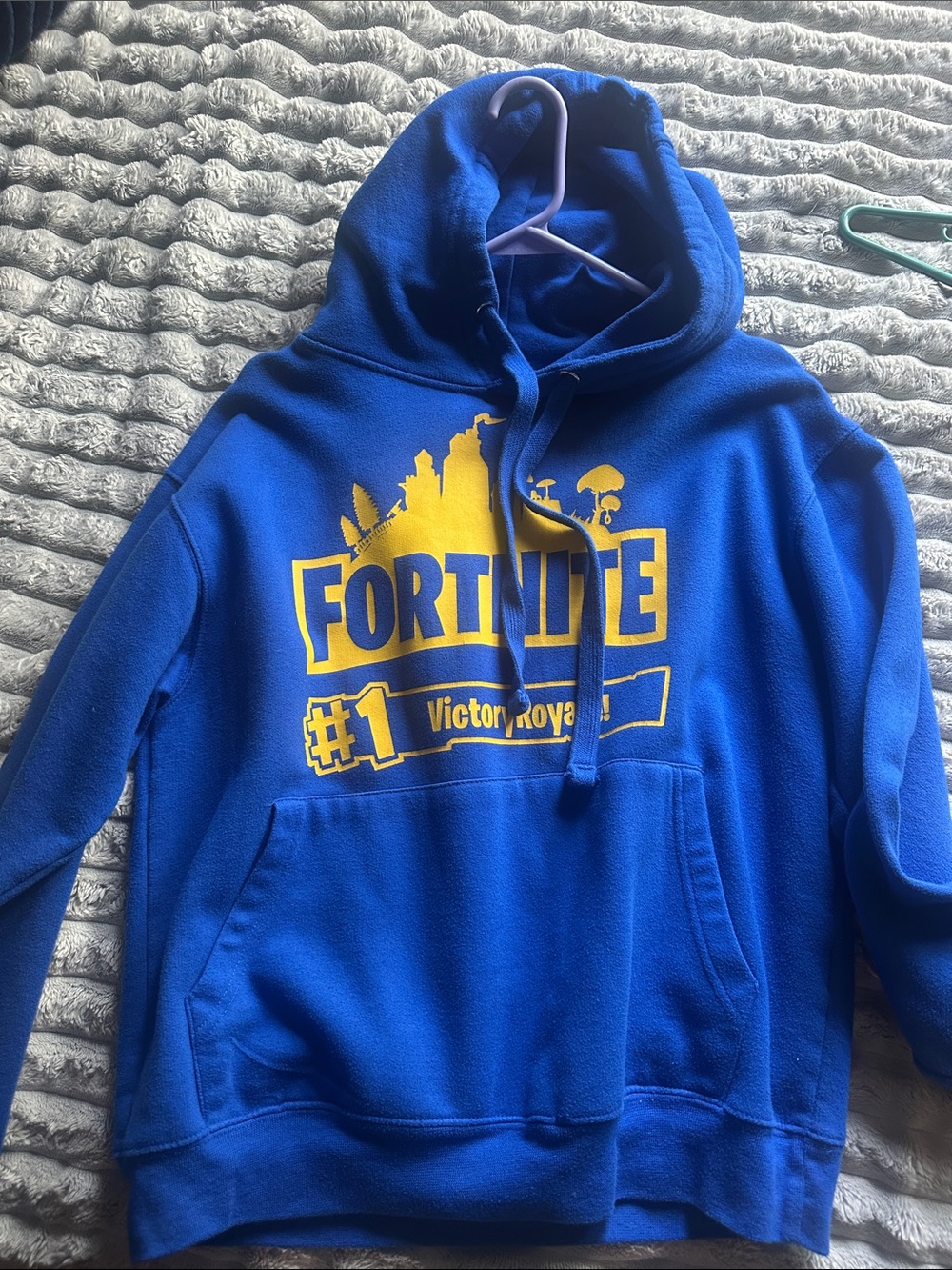 Fortnite Blue & Yellow Hoodie Adult Small Boys XL